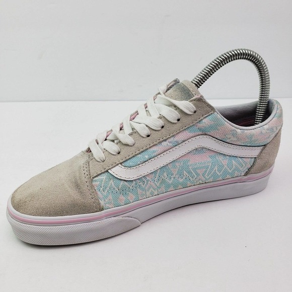 Vans Old Skool Womens Size 6.5 Gray Pink Suede Aztec Print Low Sneaker Shoes - Picture 3 of 11